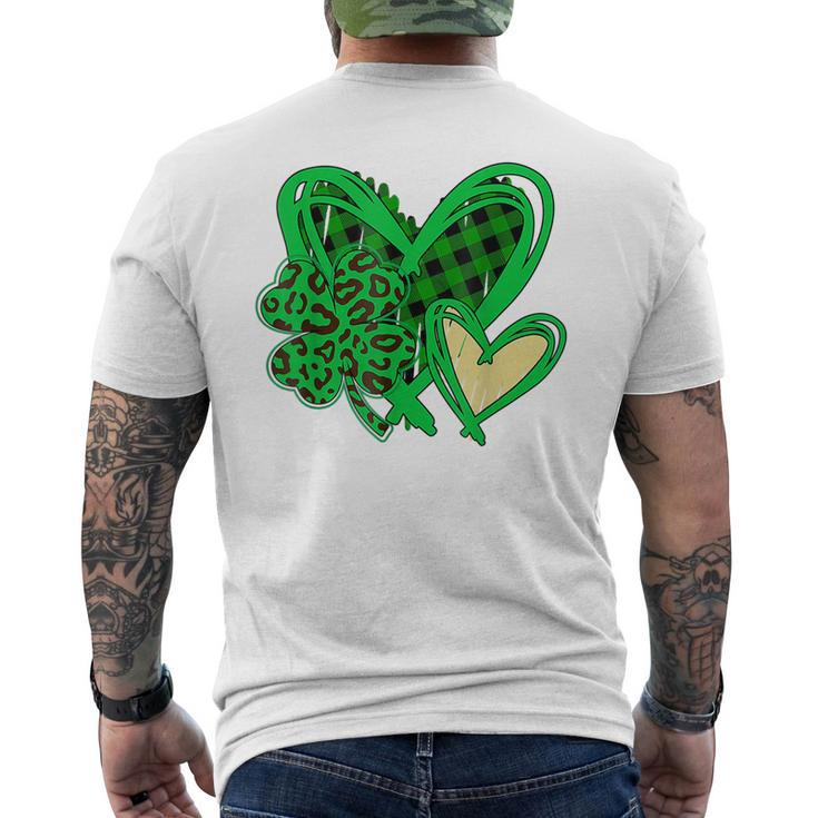 Irish Shamrocks Leopard St Patricks Day Lucky Heart Leopard Men's T-shirt Back Print