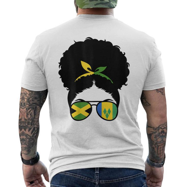 Jamaica And St Vincent Mix Afro Bun Half Vincentian Jamaican Men's Back Print T-shirt