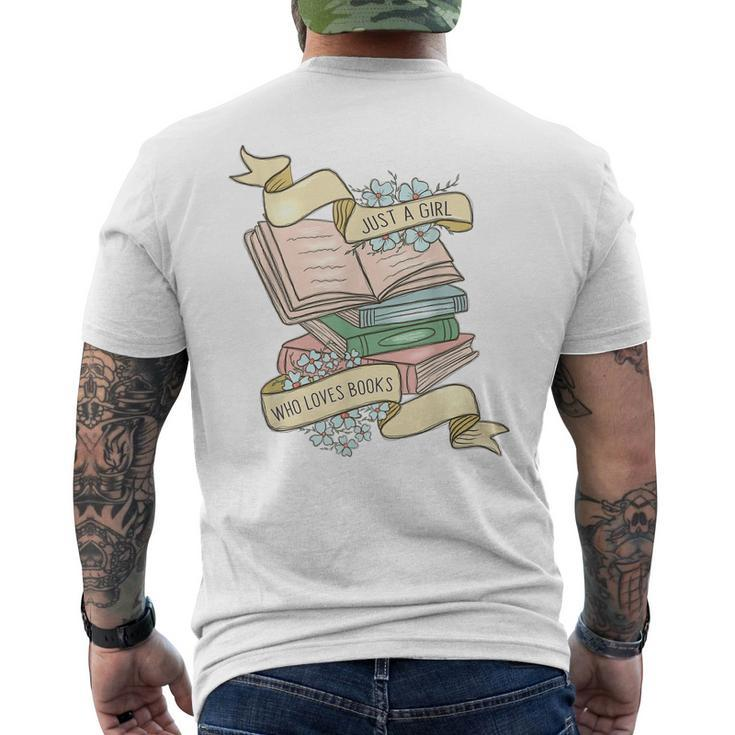 Just A Girl Who Loves Books Lover Bookworm Bookaholic Reader Men's Back Print T-shirt