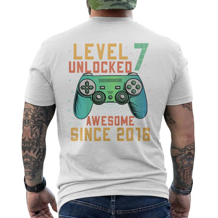Kids Level 7 Unlocked 7Th Birthday 7 Year Old Boy Gamer Men's Back Print T-shirt