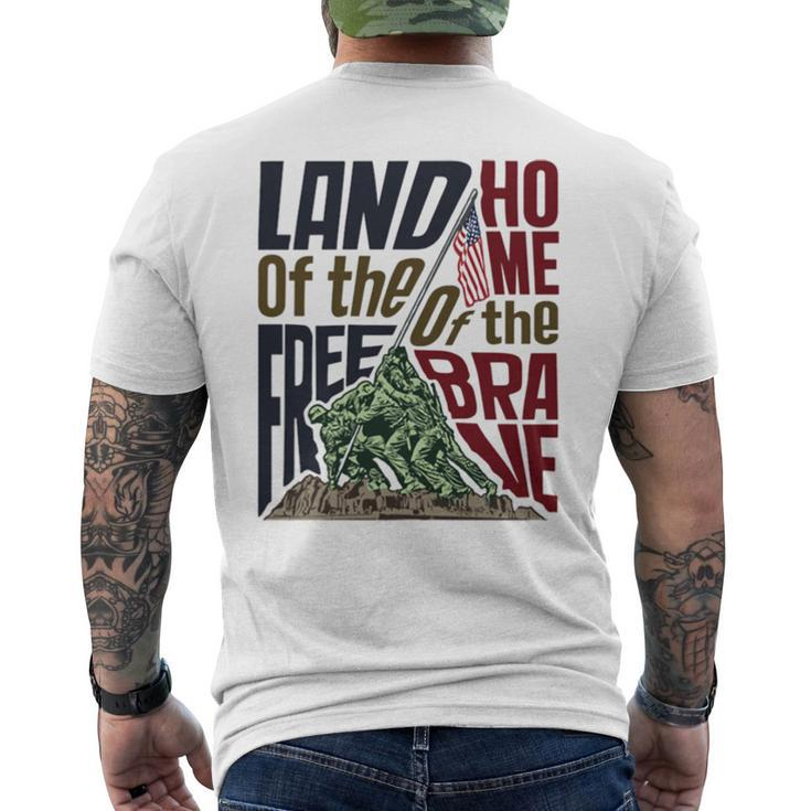 Land Of The Free Iwo Jima Men's Crewneck Short Sleeve Back Print T-shirt