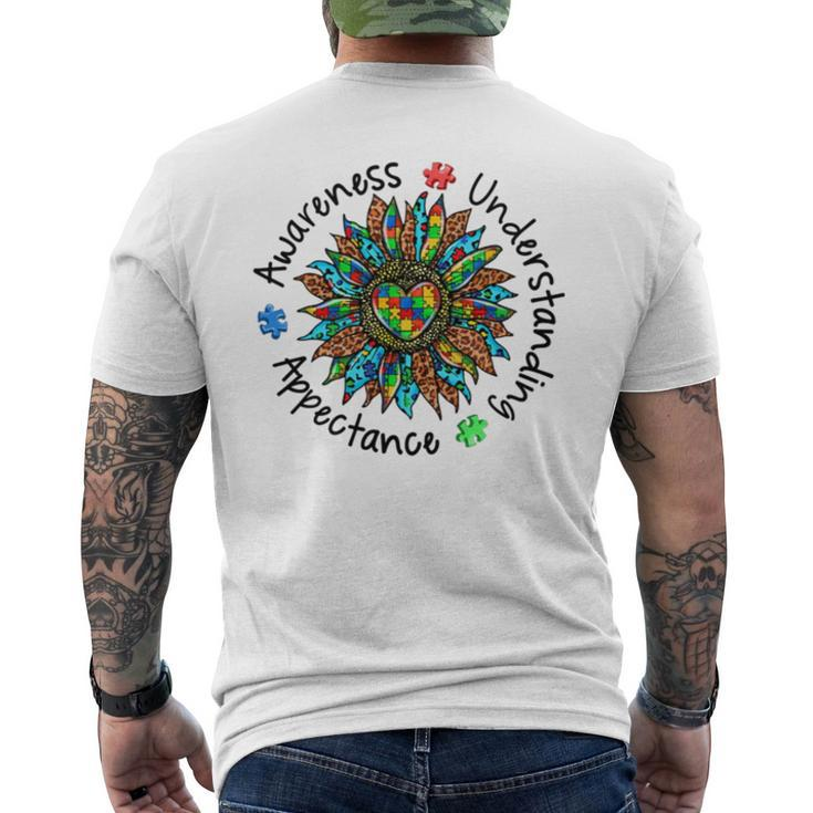 Leopard Sunflower Autism Awareness Plant Lover Neurodiversity Adhd Special Ed Teacher Social Work Men's Back Print T-shirt