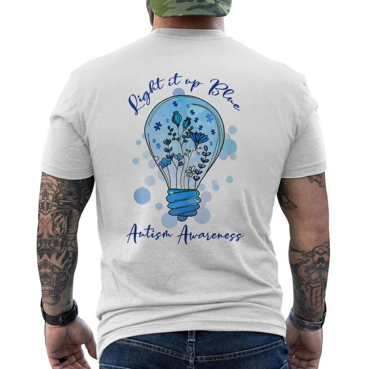 Light It Up Blue Autism I Wear Blue For Awareness Men's T-shirt Back Print