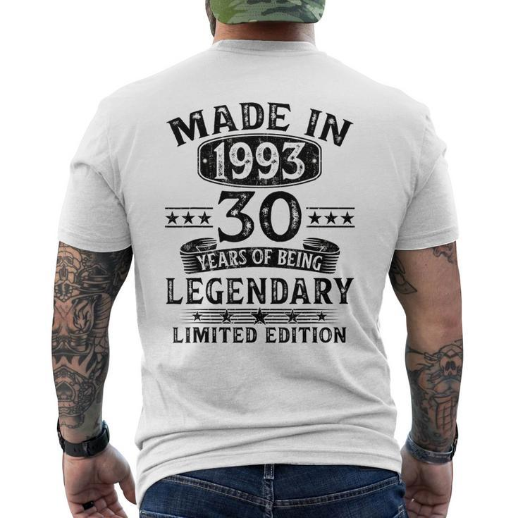 Made In 1993 Limited Edition 30 Year Old 30Th Birthday Men's Back Print T-shirt