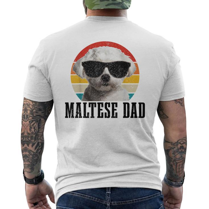 Mens Maltese Dad Retro Vintage Dog Maltese Dad Men's T-shirt Back Print