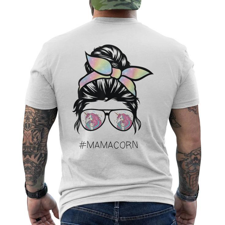 Mamacorn Unicorn Costume Mom Messy Hair Bun Mother Day Men's Back Print T-shirt