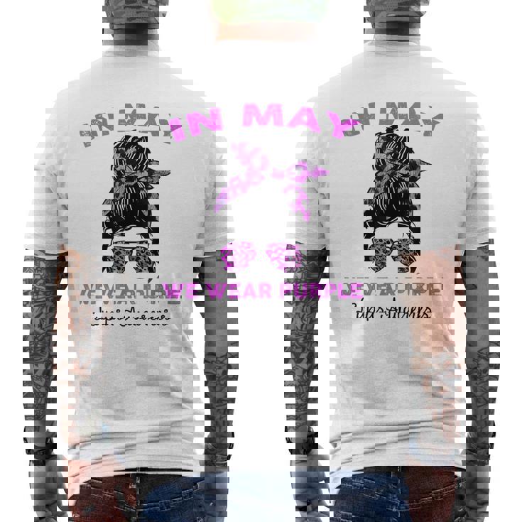 Messy Bun In May We Wear Purple Lupus Awareness Month Mens Back Print T-shirt