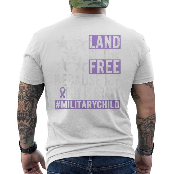 Military Child Month Purple Up Land Of The Free Daddy Brave Men's Back Print T-shirt