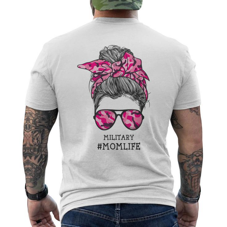 Military Mom Life With Pink Camouflage Pattern Mens Back Print T-shirt