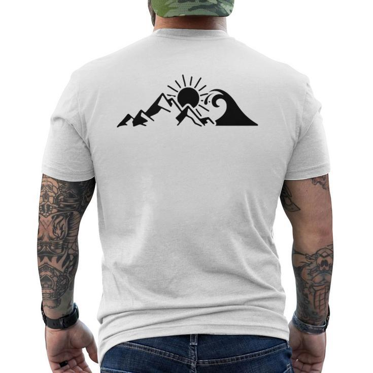 Mountain Sun Wave Nature Hiking Surf Surfer Hiker Outdoor Men's Back Print T-shirt
