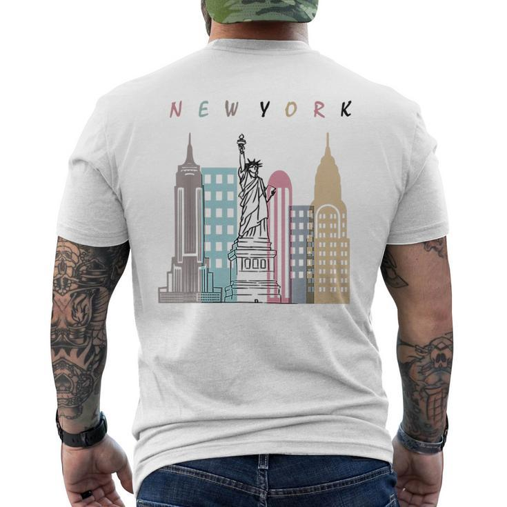 Nyc New York City Manhattan Skylines Statue Of Liberty Men's Back Print T-shirt