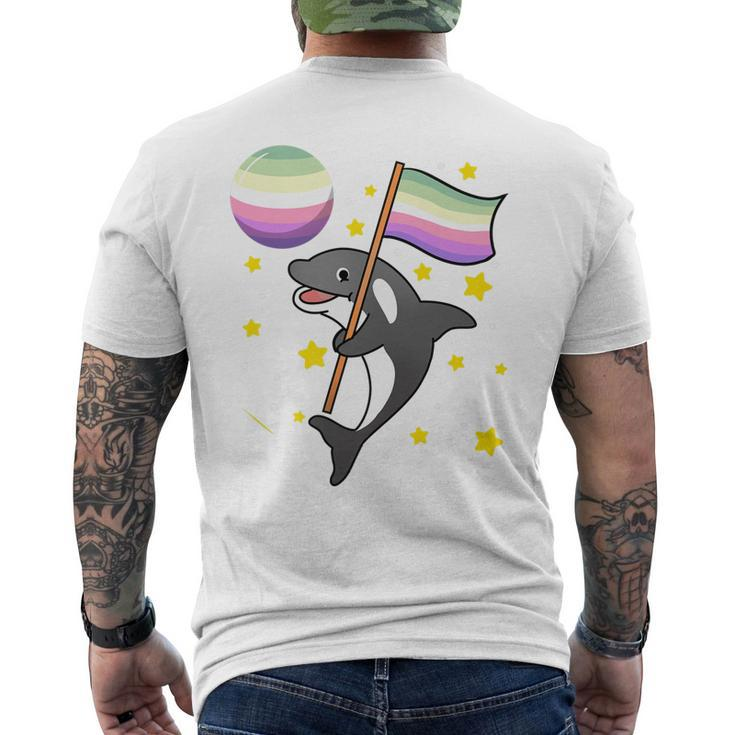 Orca In Space Genderfae Pride Men's Back Print T-shirt