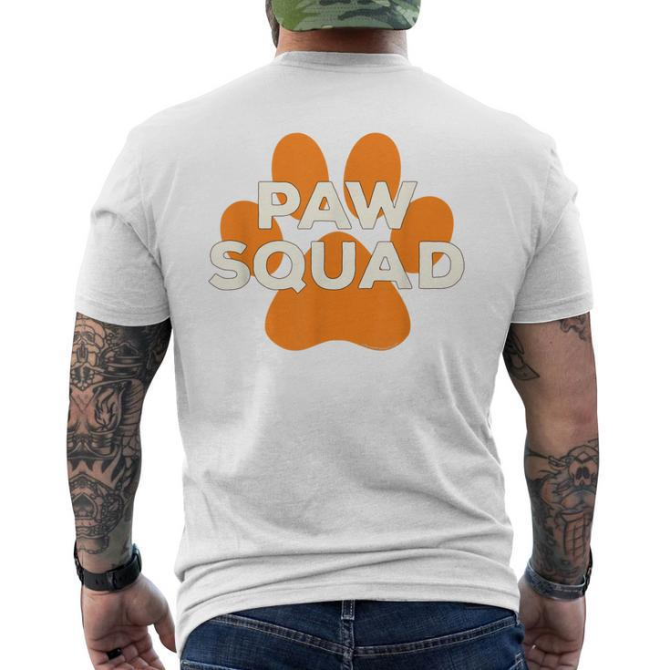 Paw Squad Orange Dog Cat Paw Print Animal Rescue Team Men's Back Print T-shirt