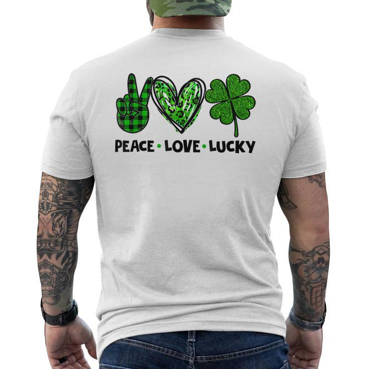 Peace Love Luck Lucky Clover Shamrock St Patricks Day Men's T-shirt Back Print