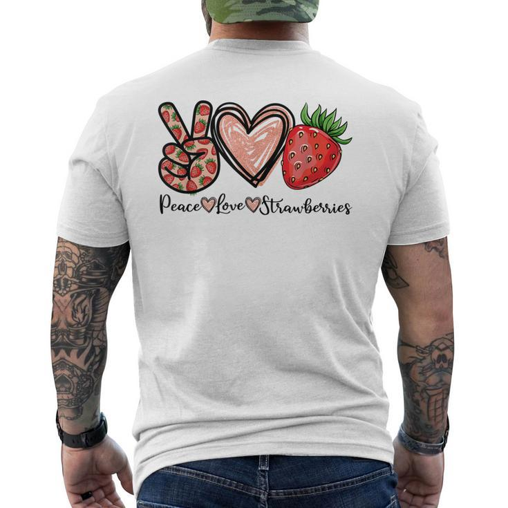 Peace Love Strawberry Farmer Strawberries Lover Berry Fruits Men's Back Print T-shirt