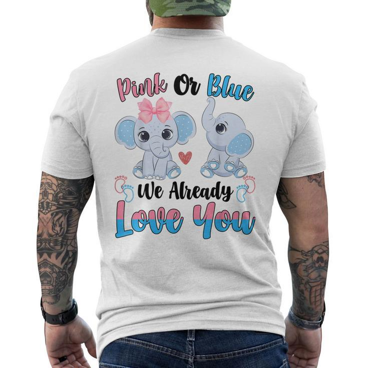 Pink Or Blue We Always Love You Elephant Gender Reveal Men's Back Print T-shirt