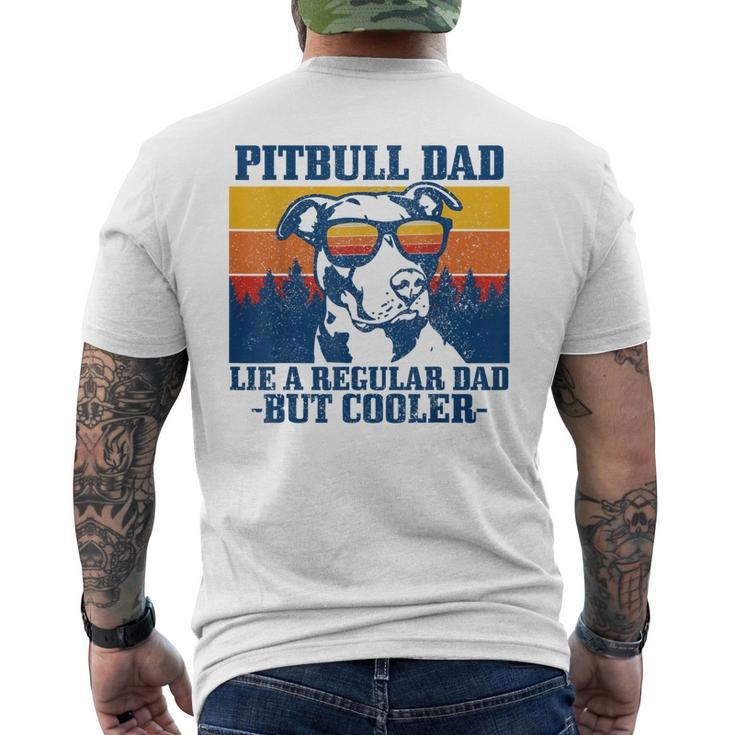 Mens Pitbull Dad Vintage Dog Fathers Day Pitbull Men's T-shirt Back Print