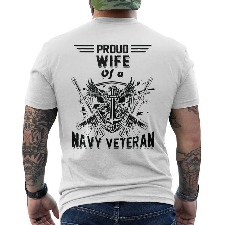 Proud Wife Of A Navy Veteran American Flag Military Gift Mens Back Print T-shirt