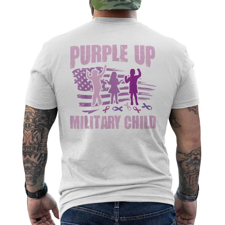 Purple Up Military Child Us Flag Military Child Awareness Men's T-shirt Back Print