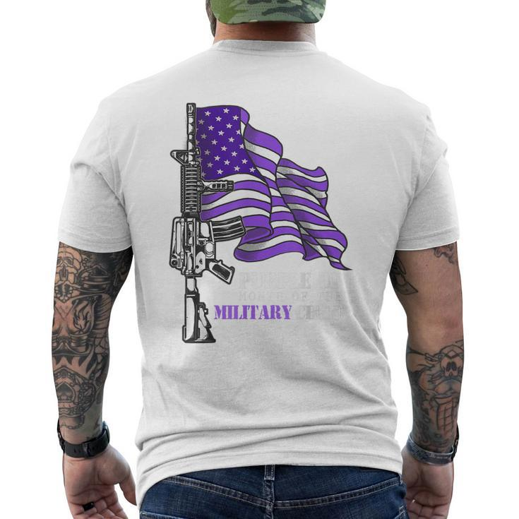 Purple Up For Military Kids Adult  Flag Military Child Mens Back Print T-shirt