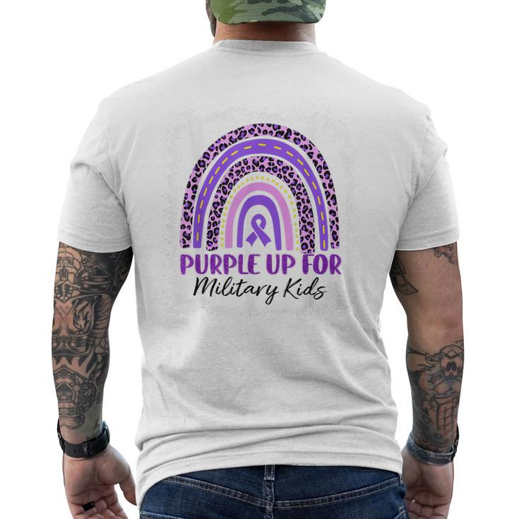Rainbow Leopard Purple Up For Military Kids Military Child Mens Back Print T-shirt