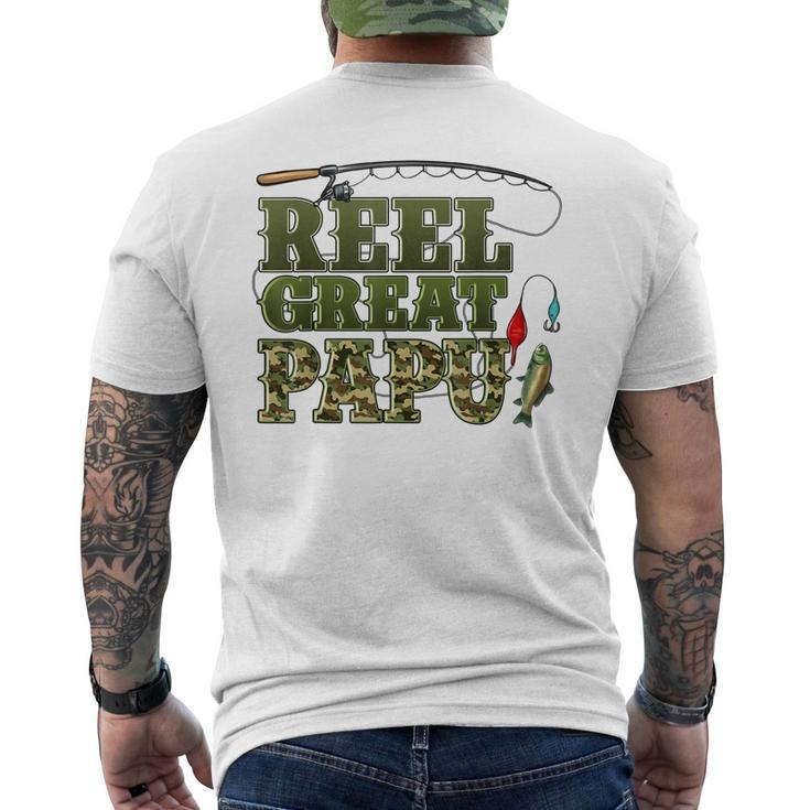Reel Great Papu Fishing Life Fathers Day Camouflage Men's T-shirt Back Print