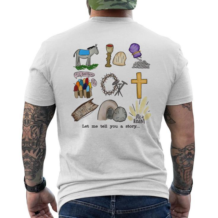 He Is Risen True Easter Story Christian Cross Happy Easter Men's Back Print T-shirt
