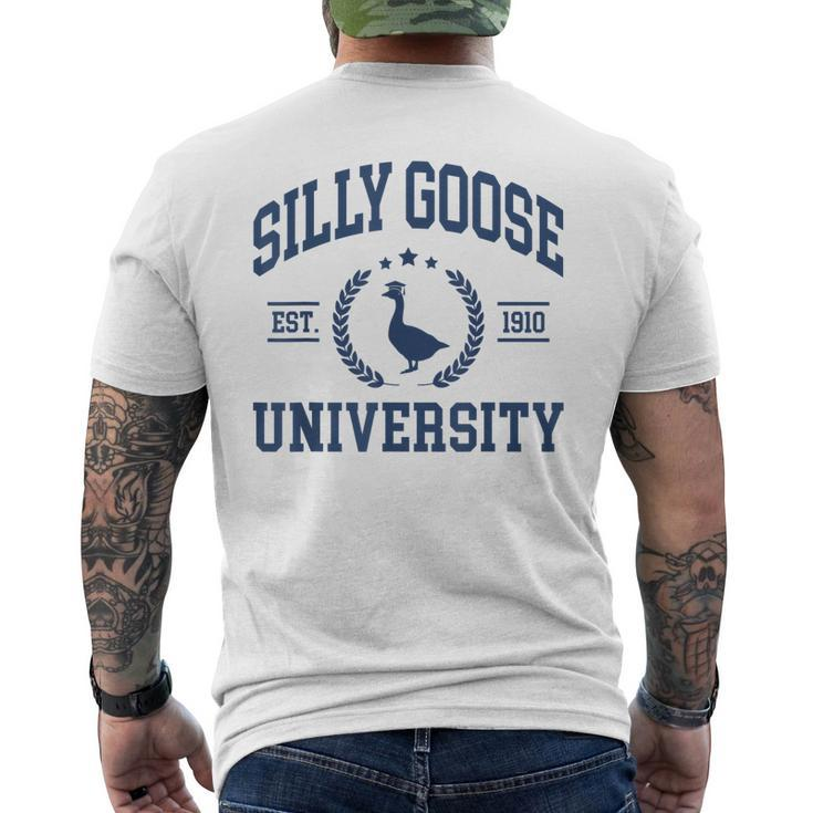 Silly Goose University Goose On The Loose Saying Men's Back Print T-shirt