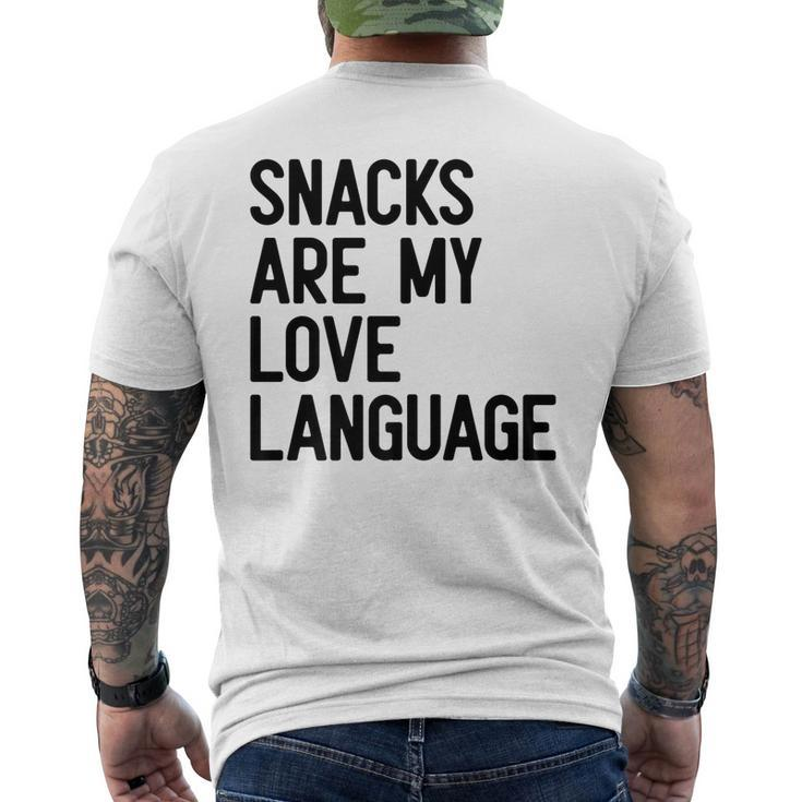 Snacks Are My Love Language Retro Vintage Saying Food Men's T-shirt Back Print