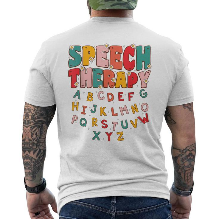 Speech Therapy Groovy Retro Speech Language Pathologist  Mens Back Print T-shirt