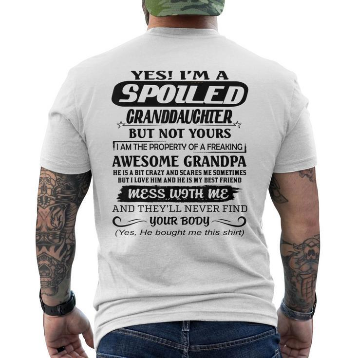 I Am A Spoiled Granddaughter Of A Freaking Awesome Grandpa Men's Back Print T-shirt