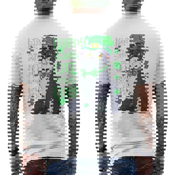 St Patricks Day Happy St Cat Tricks Day Men's Back Print T-shirt