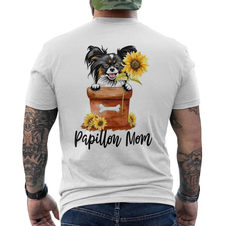 Sunflower Papillon Mom Dog Lover Men's Back Print T-shirt
