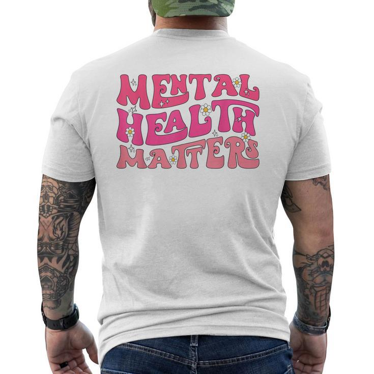 Mental Health Matters Groovy Psychologist Therapy Squad Men's Back Print T-shirt