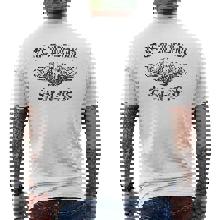 Mens Uss Colorado Ssn-788 Attack Submarine Badge Vintage Men's T-shirt Back Print