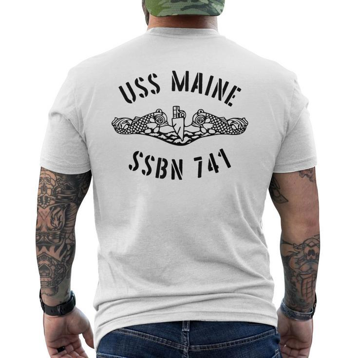 Uss Maine Ssbn 741 Submarine Vet Sub Mariner Men's T-shirt Back Print