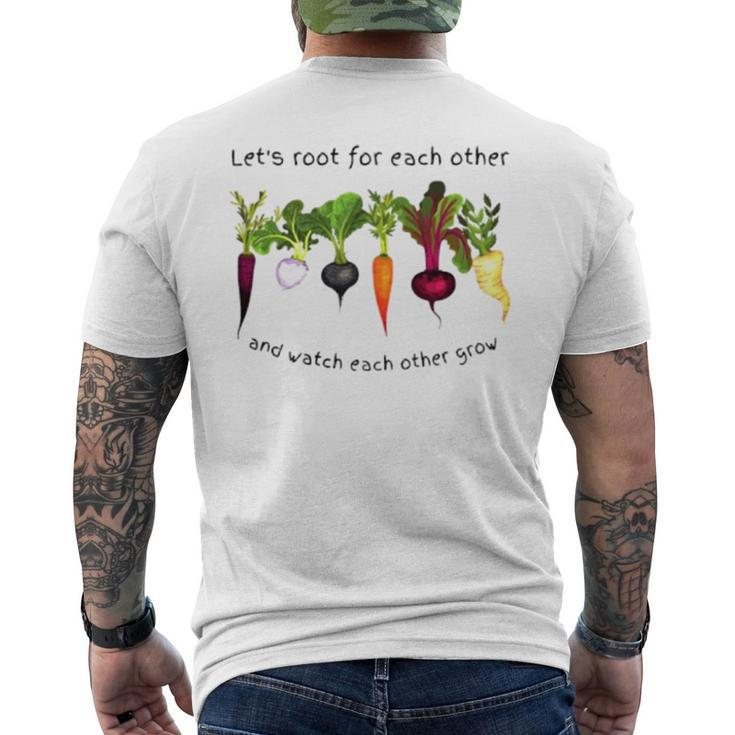 Vegetable Let’S Root For Each Other Men's Back Print T-shirt