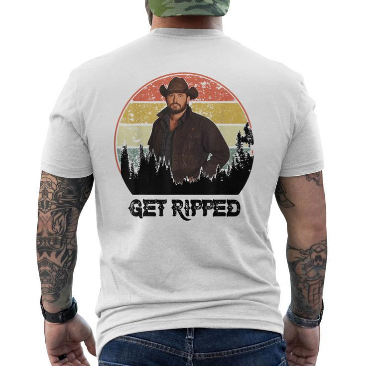 Vintage Cowboy Get Ripped Western Country Music Rodeo Dad Mens Back Print T-shirt