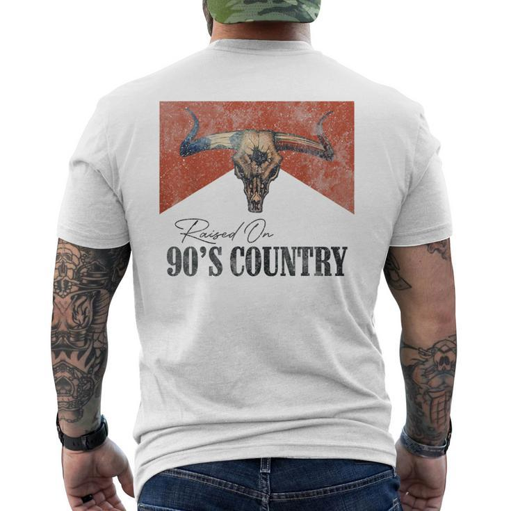 Vintage Raised On 90S Country Music Bull Skull Western Men's Back Print T-shirt