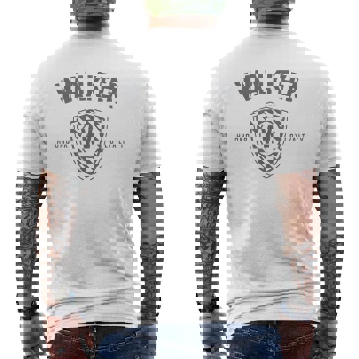 Walker Family Shield Last Name Crest Matching Reunion Mens Back Print T-shirt
