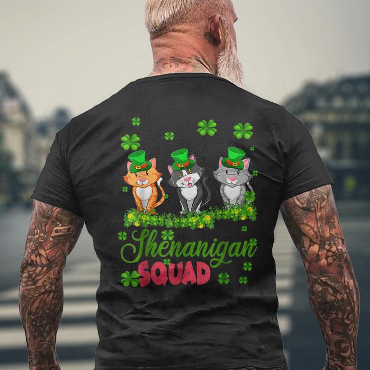 Shenanigan Squad St Patricks Day Leprechaun Cat Lover Gifts  Men's Crewneck Short Sleeve Back Print T-shirt