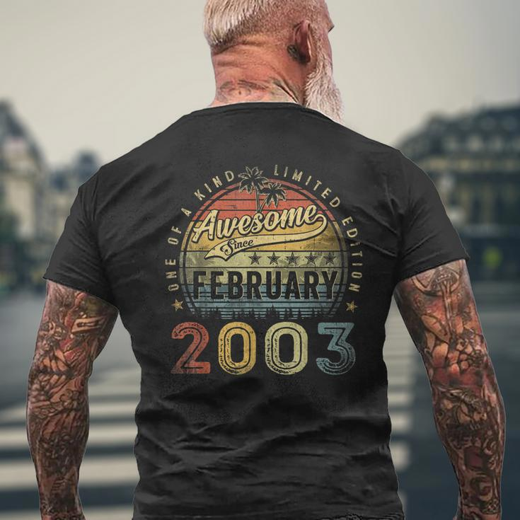 20Th Birthday Awesome Since February 2003 20 Year Old Men's Back Print T-shirt Gifts for Old Men