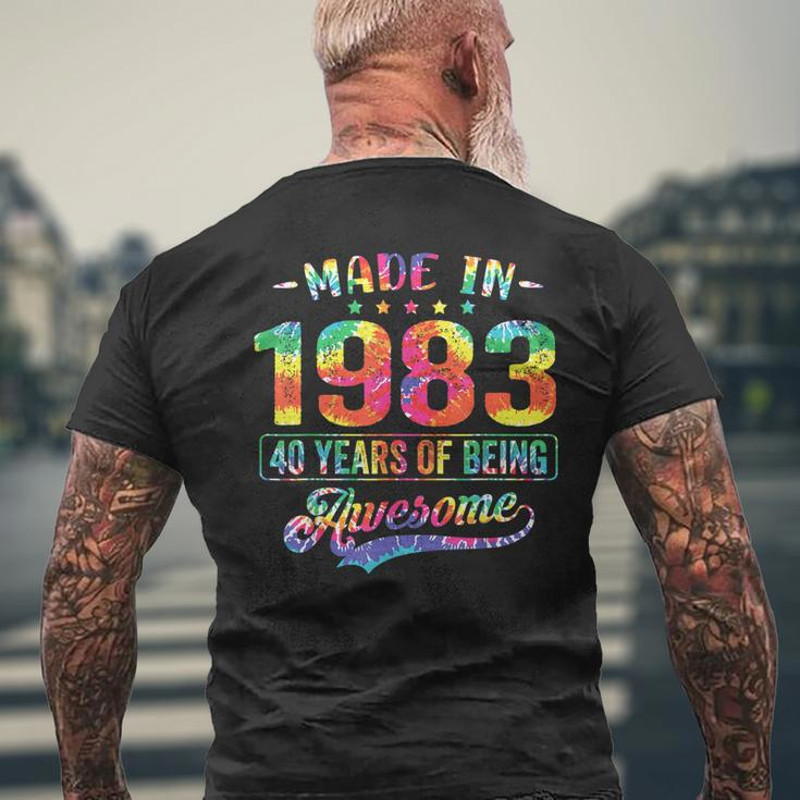 40 Year Old Made In 1983 Vintage 40Th Birthday Tie Dye Men's Back Print T-shirt Gifts for Old Men