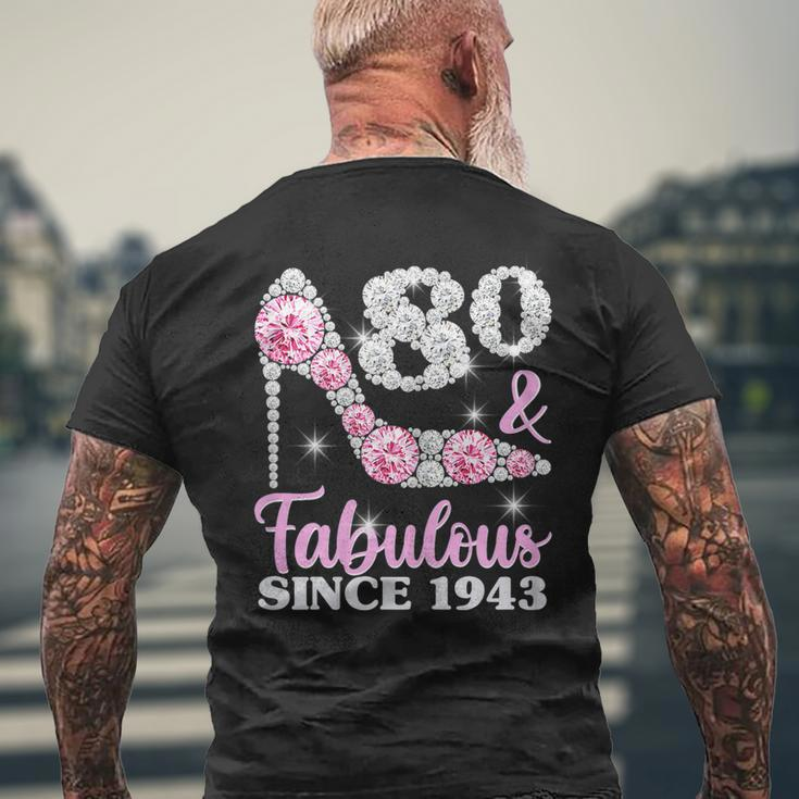 Womens 80 & Fabulous 80 Years Old 80Th Birthday Diamond Crown Shoes Men's Back Print T-shirt Gifts for Old Men
