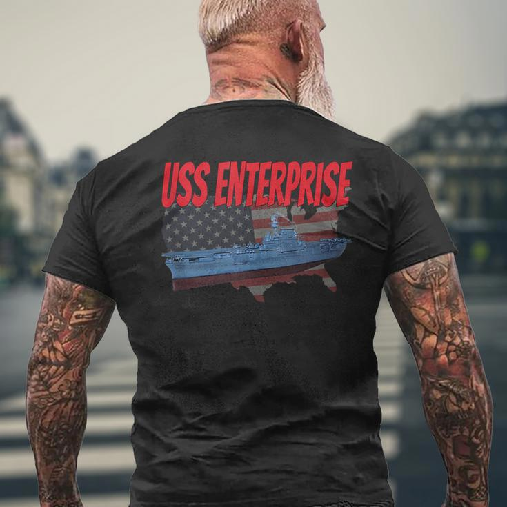 Aircraft Carrier Uss Enterprise Cv-6 Veteran Grandpa Dad Son Men's T-shirt Back Print Gifts for Old Men
