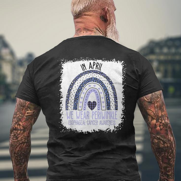 In April We Wear Periwinkle Esophageal Cancer Awareness Men's Back Print T-shirt Gifts for Old Men