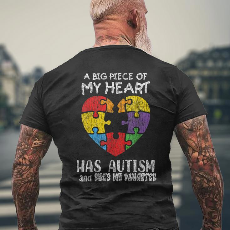 Autism Awareness Dad Mom Daughter Autistic Kids Awareness Mens Back Print T-shirt Gifts for Old Men