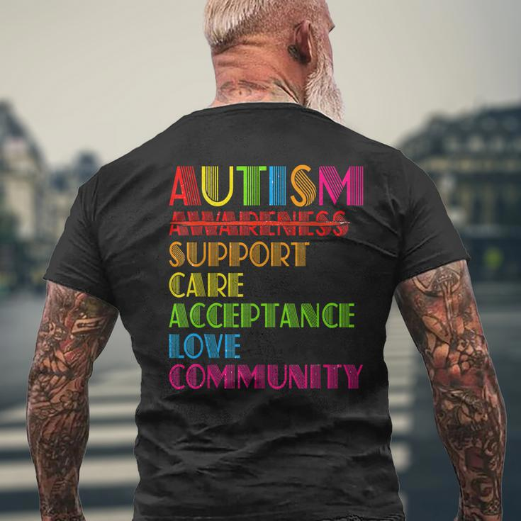 Autism Awareness Support Care Acceptance Ally Dad Mom Kids Mens Back Print T-shirt Gifts for Old Men
