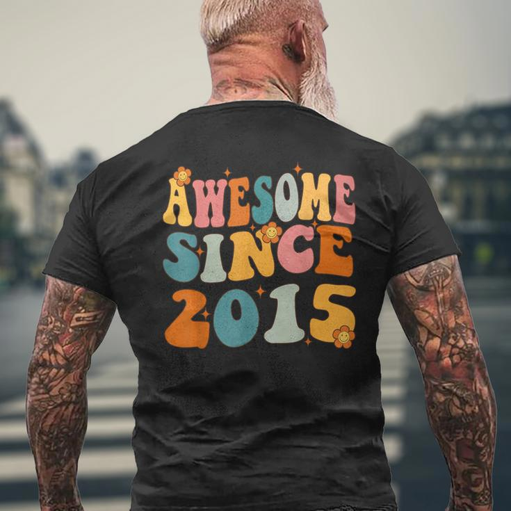 Awesome Since 2015 Birthday 8Th Anniversary Groovy 8 Years Men's Back Print T-shirt Gifts for Old Men
