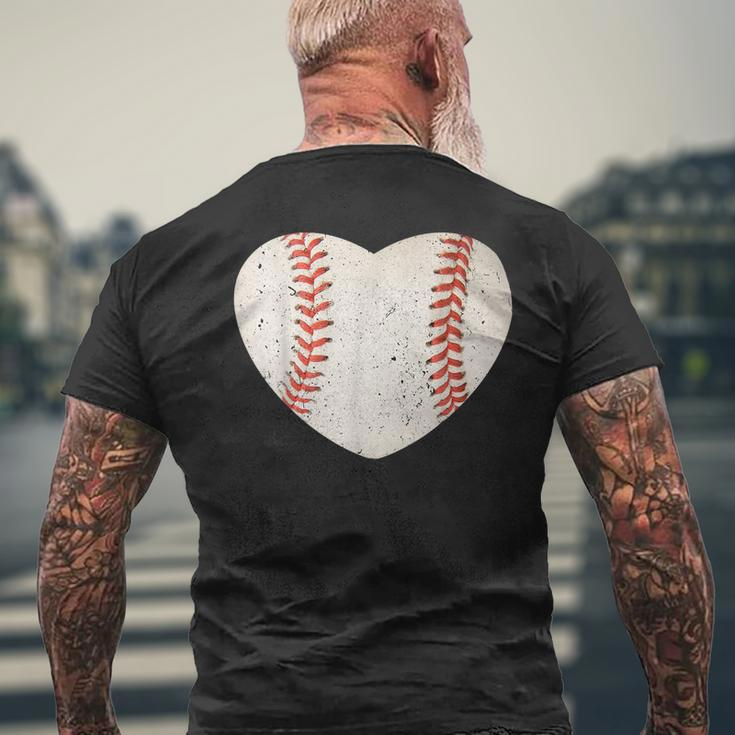 Baseball Heart Cute Mom Dad Softball Mothers Day Sports Day Mens Back Print T-shirt Gifts for Old Men